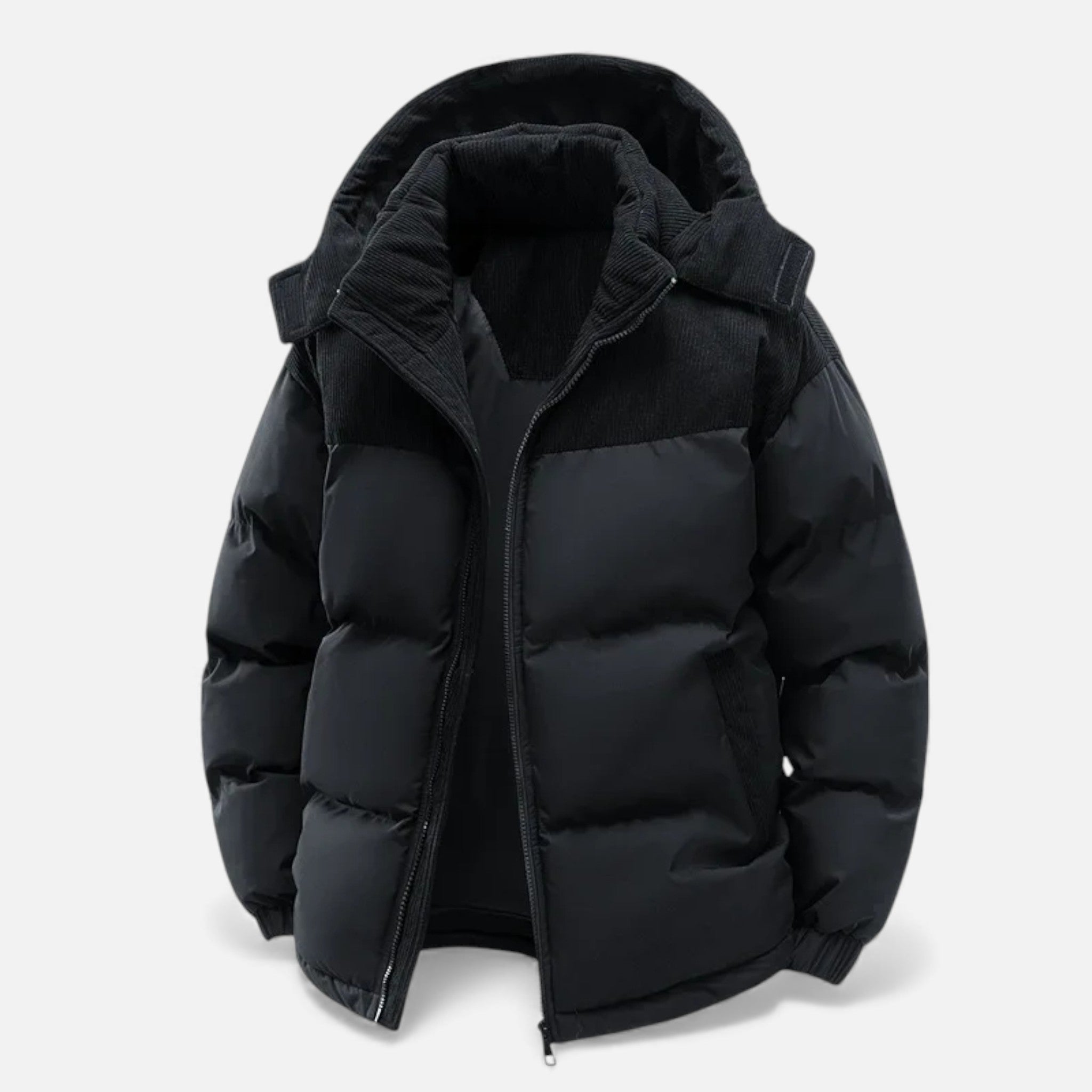 MAROWEN | Men’s Fleece-Lined Winter Puffer Jacket with Removable Hood
