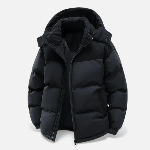 MAROWEN | Men’s Fleece-Lined Winter Puffer Jacket with Removable Hood