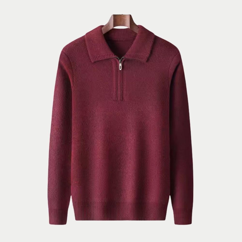 MAROWEN | Men's Extra-Fine Wool Zip-up Sweater