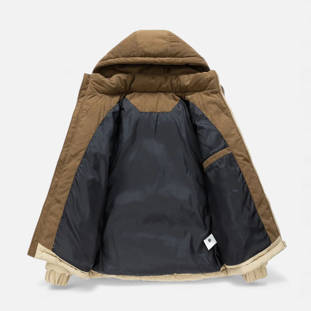 MAROWEN | Men’s Fleece-Lined Winter Puffer Jacket with Removable Hood