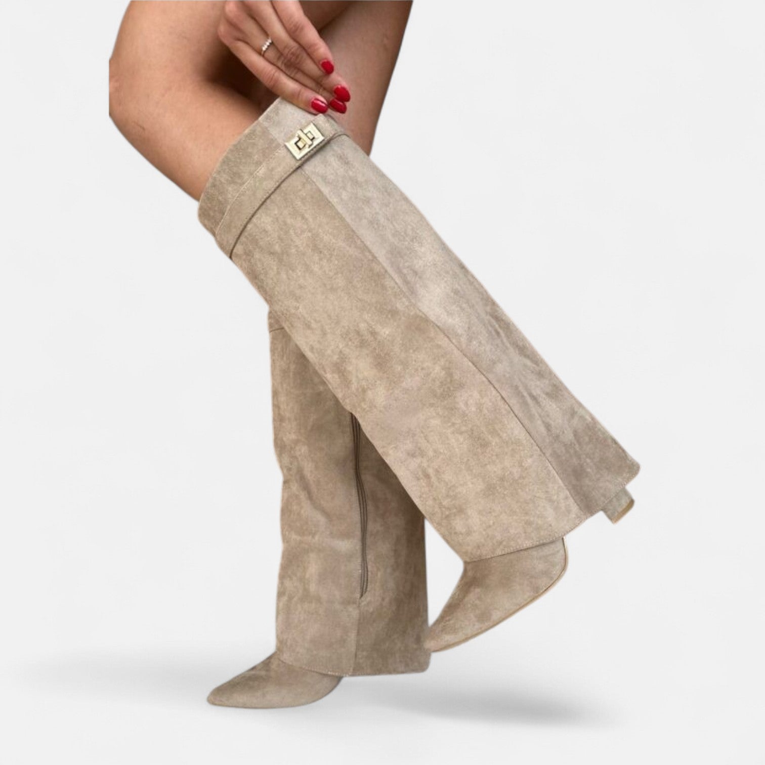 MAROWEN | Women’s Knee High Suede Boots with Block Heel