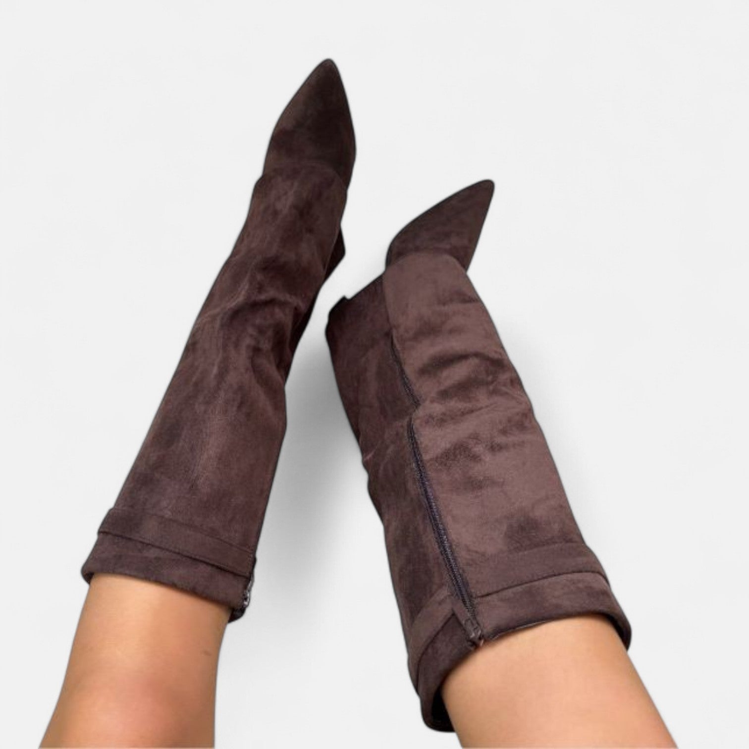 MAROWEN | Women’s Knee High Suede Boots with Block Heel