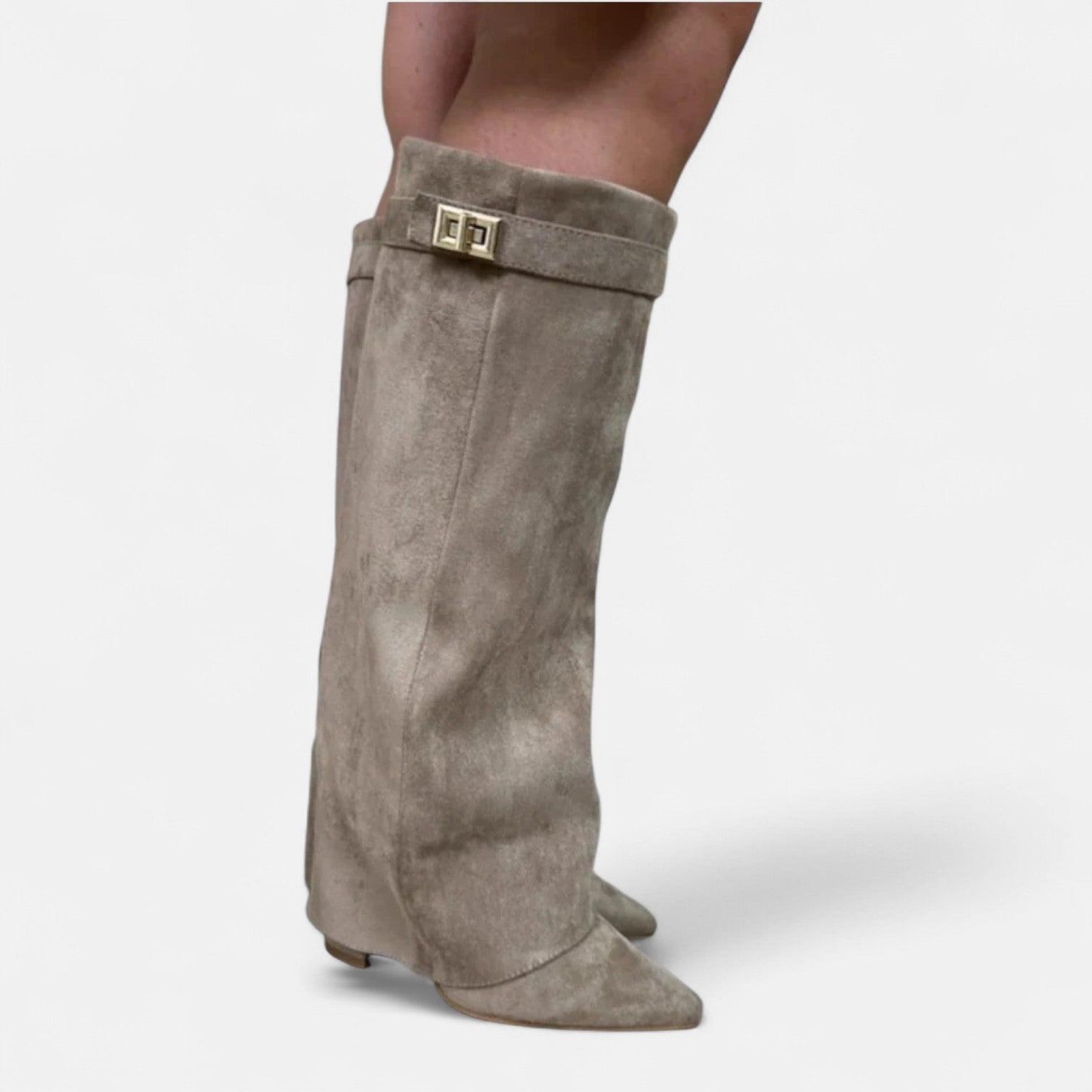 MAROWEN | Women’s Knee High Suede Boots with Block Heel