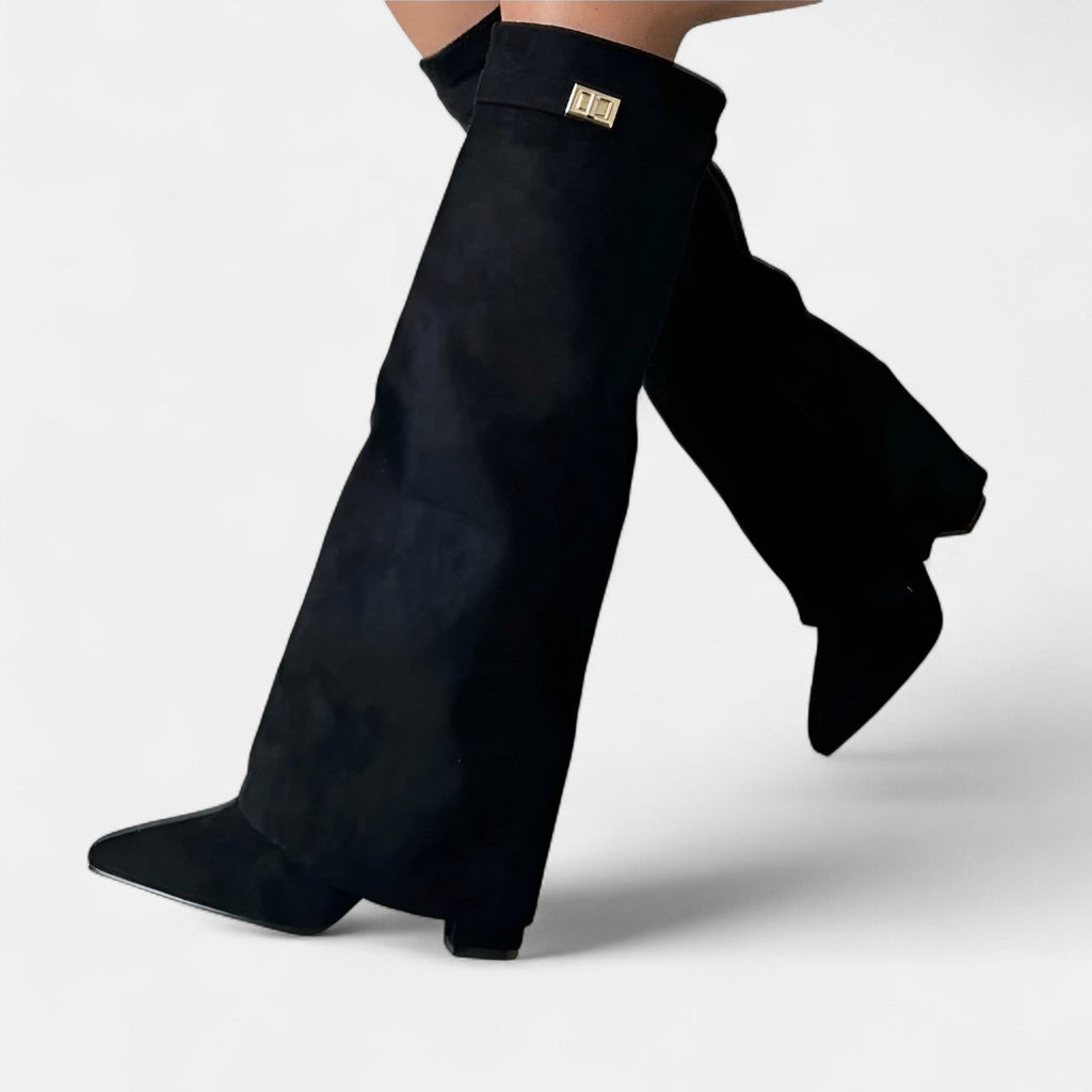 MAROWEN | Women’s Knee High Suede Boots with Block Heel