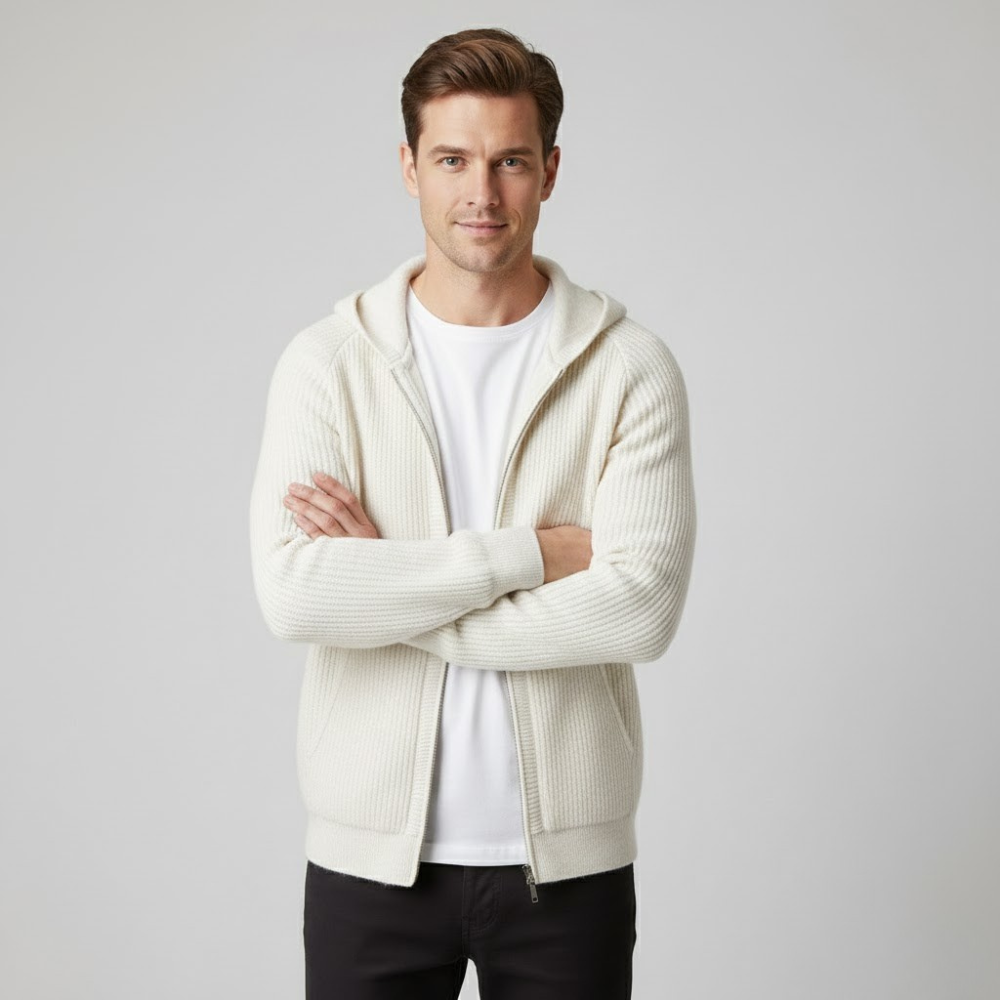 MAROWEN | Men’s Extra-fine and Soft Wool Zip Hoodie
