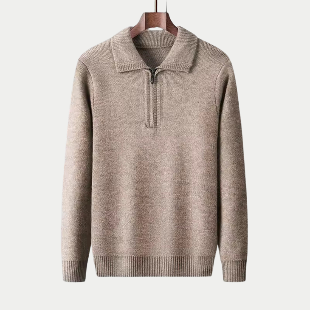 MAROWEN | Men's Extra-Fine Wool Zip-up Sweater
