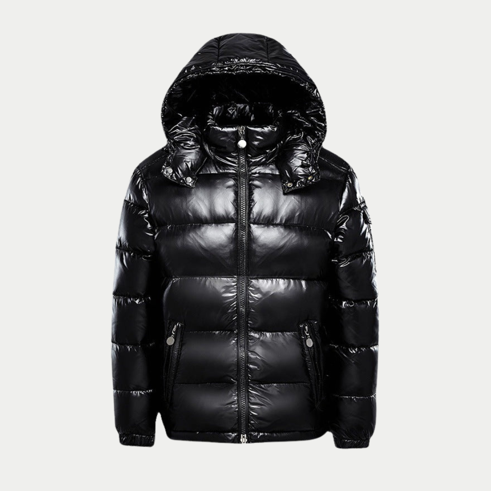 MAROWEN | Men’s Hooded Shiny Puffer Jacket for Maximum Warmth and Modern Style