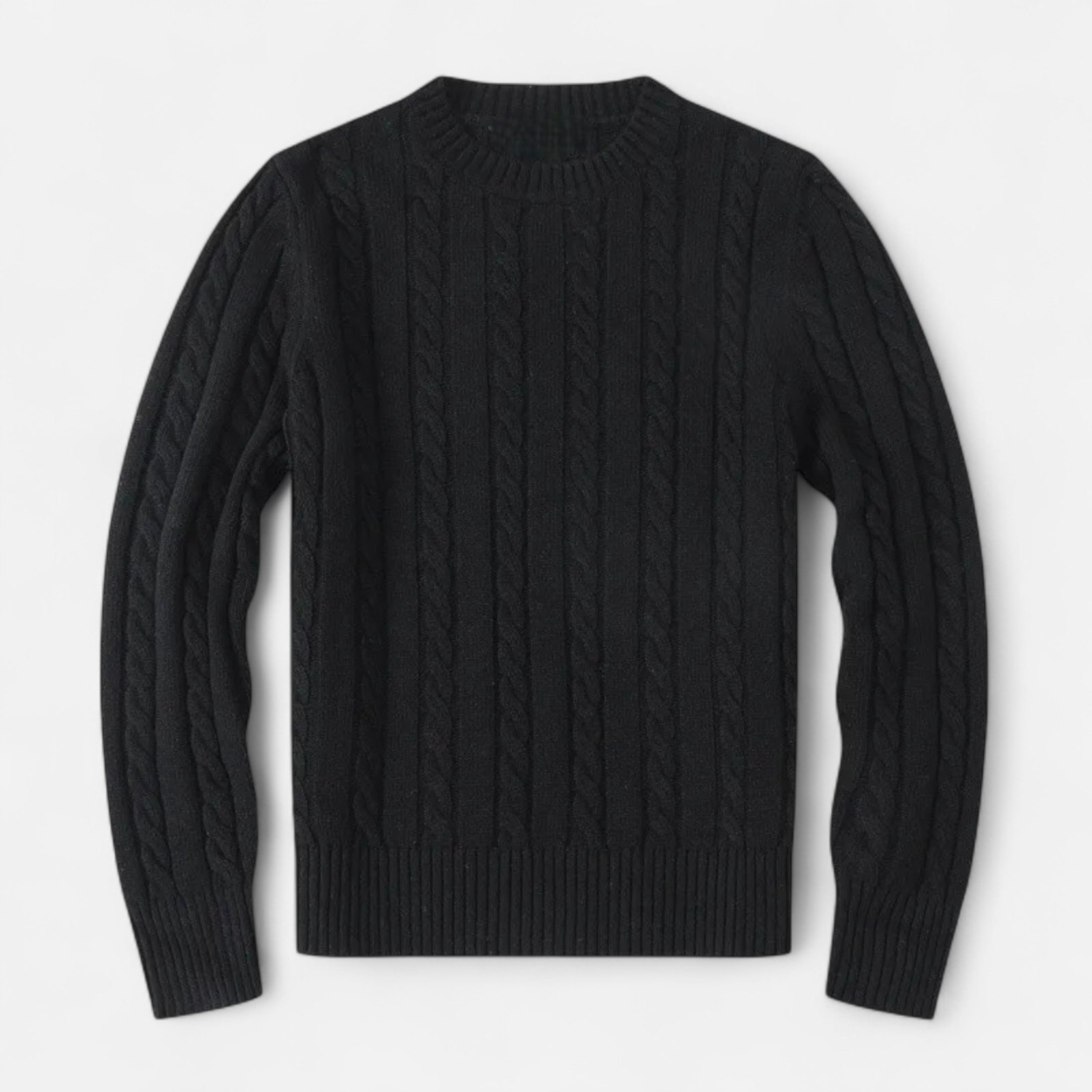 MAROWEN | Men’s Cotton Blend Cable Crew Neck Jumper