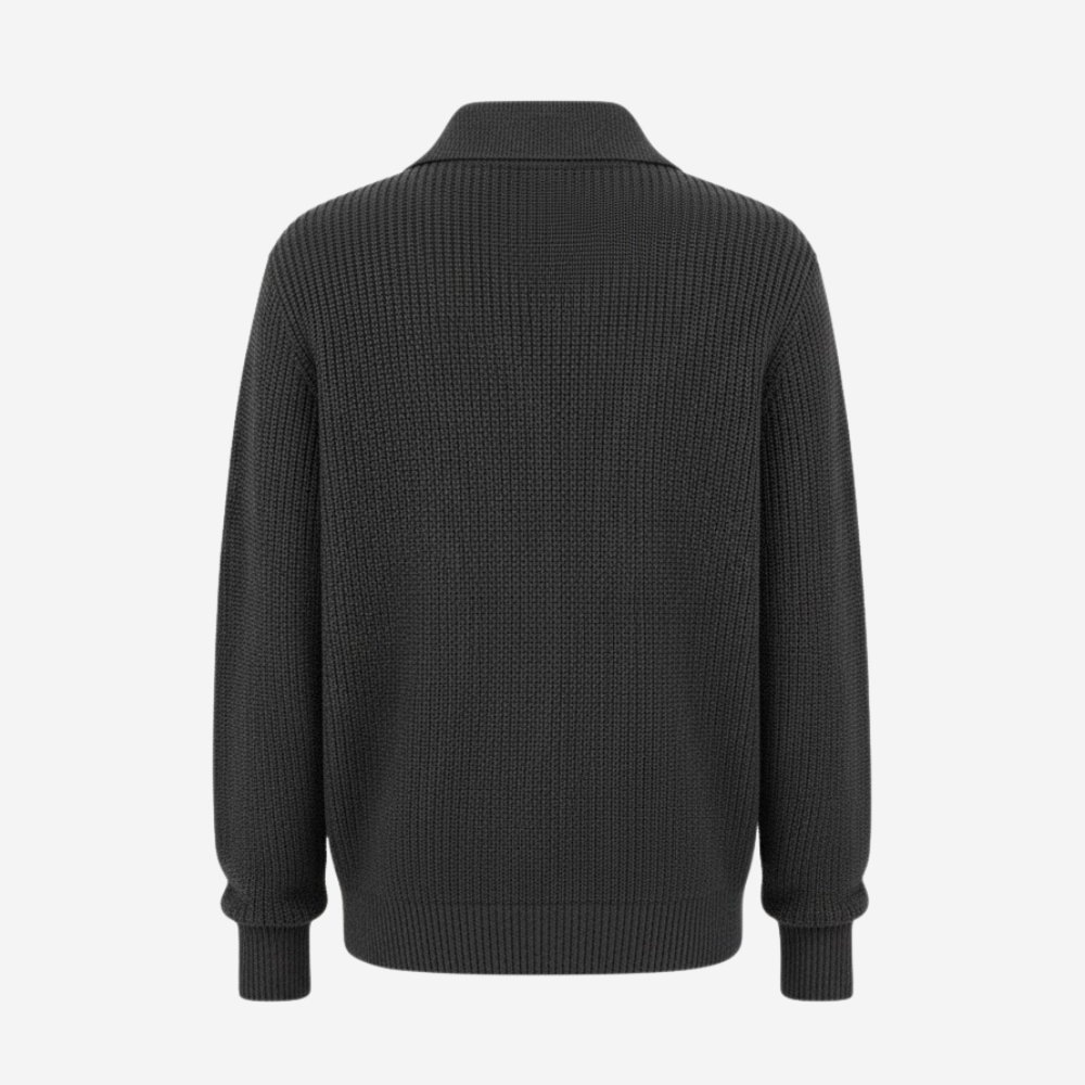 MAROWEN | Men’s Quarter-Zip Knitted Jumper with Classic Polo Collar