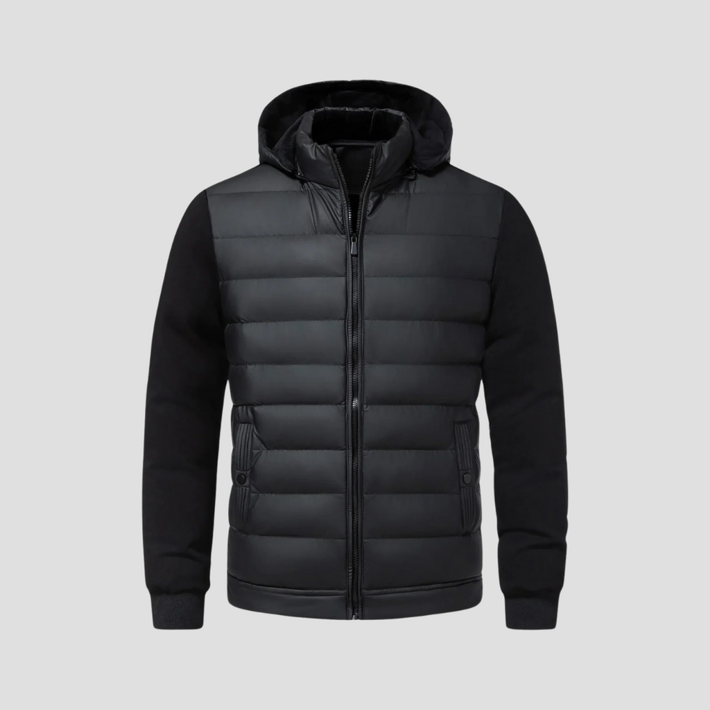 MAROWEN | Men’s Hooded Puffer Cardigan with Softshell Protection