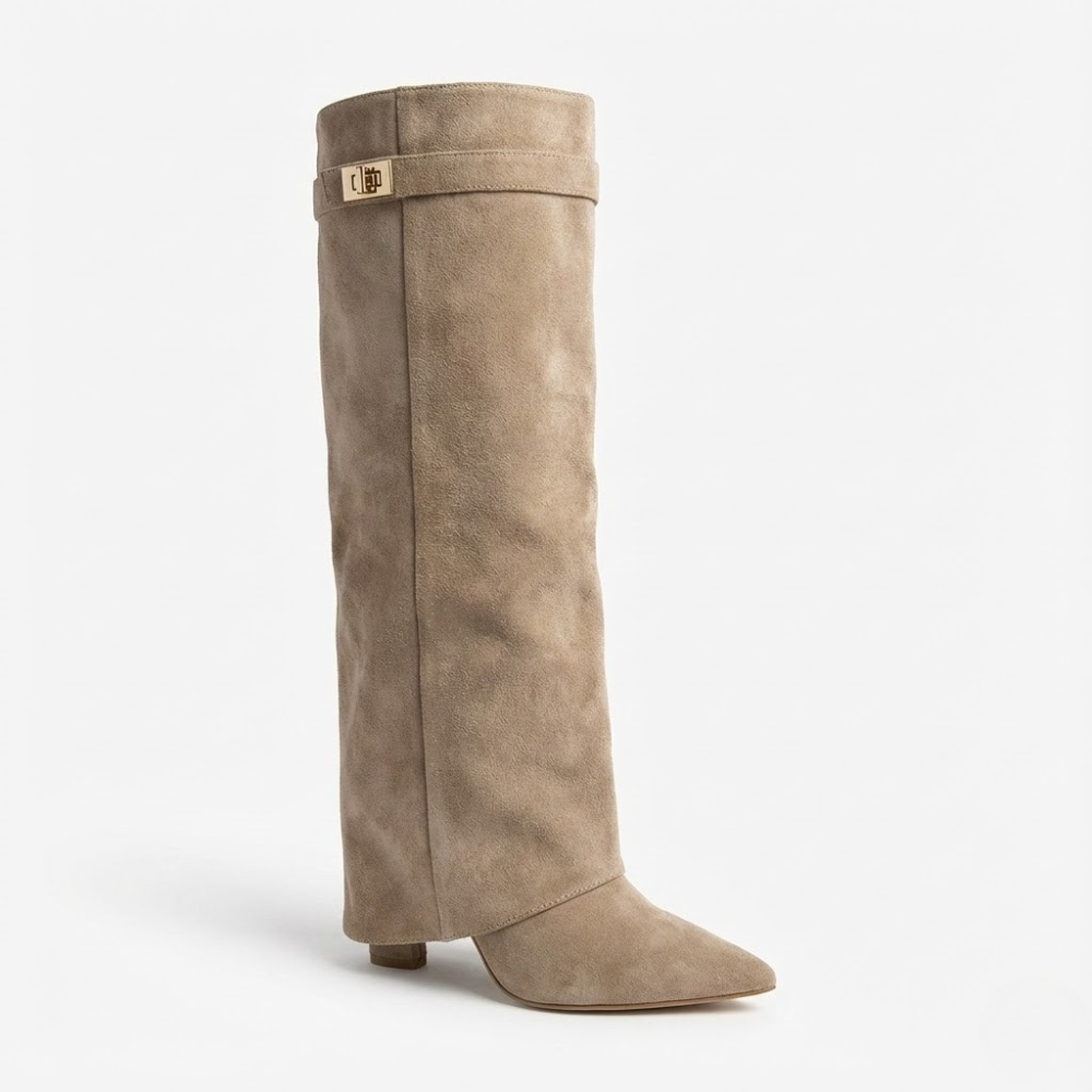 MAROWEN | Women’s Knee High Suede Boots with Block Heel