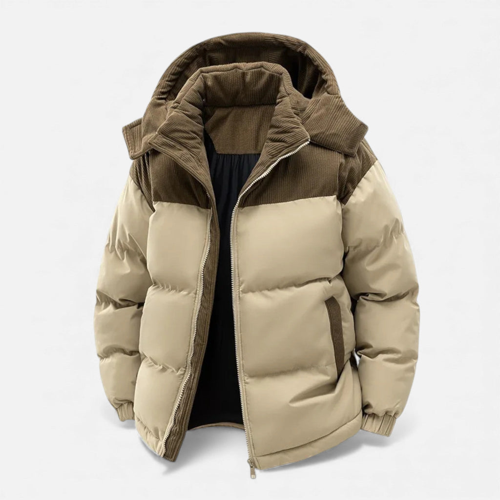MAROWEN | Men’s Fleece-Lined Winter Puffer Jacket with Removable Hood