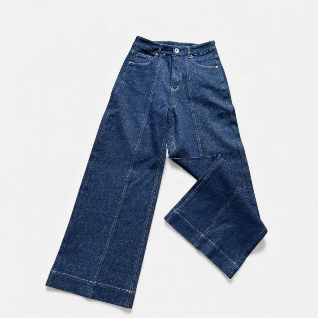 MAROWEN | Women’s High-Waist Wide Leg Cotton-Blend Jeans