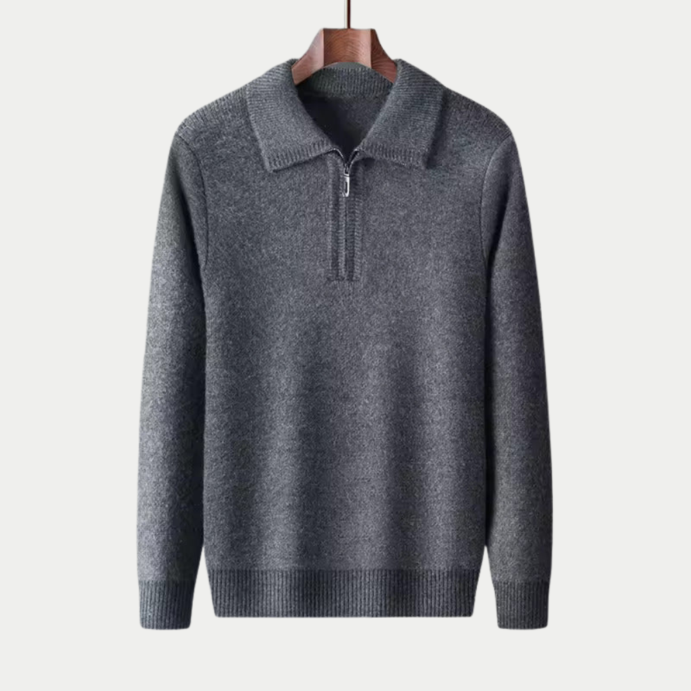 MAROWEN | Men's Extra-Fine Wool Zip-up Sweater