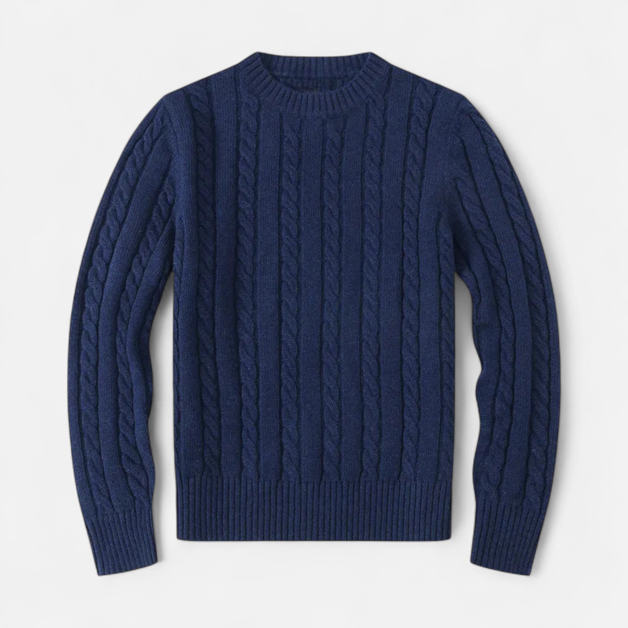 MAROWEN | Men’s Cotton Blend Cable Crew Neck Jumper