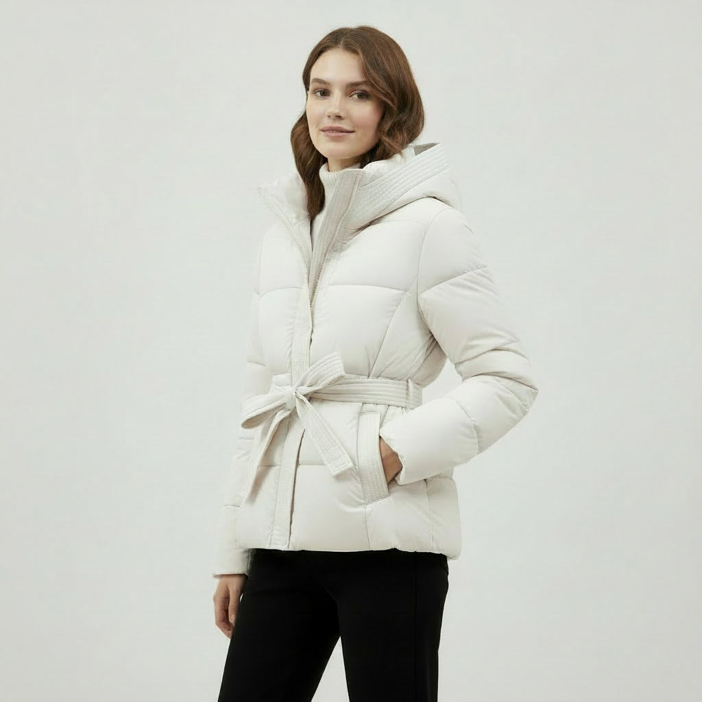 MAROWEN | Women’s Winter Puffer Parka with Detachable Hood & Adjustable Belt