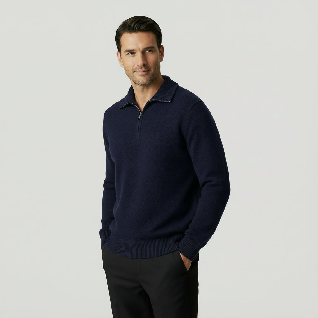 MAROWEN | Men's Extra-Fine Wool Zip-up Sweater