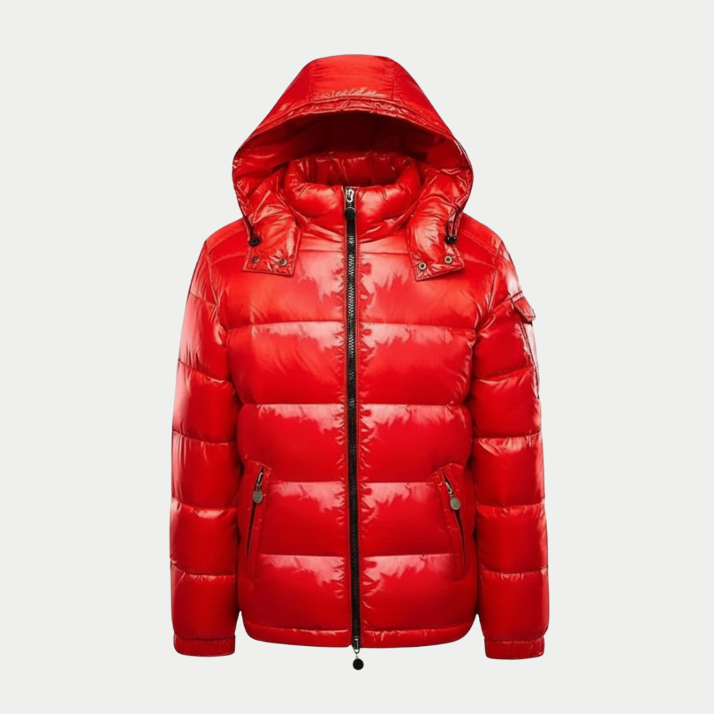 MAROWEN | Men’s Hooded Shiny Puffer Jacket for Maximum Warmth and Modern Style