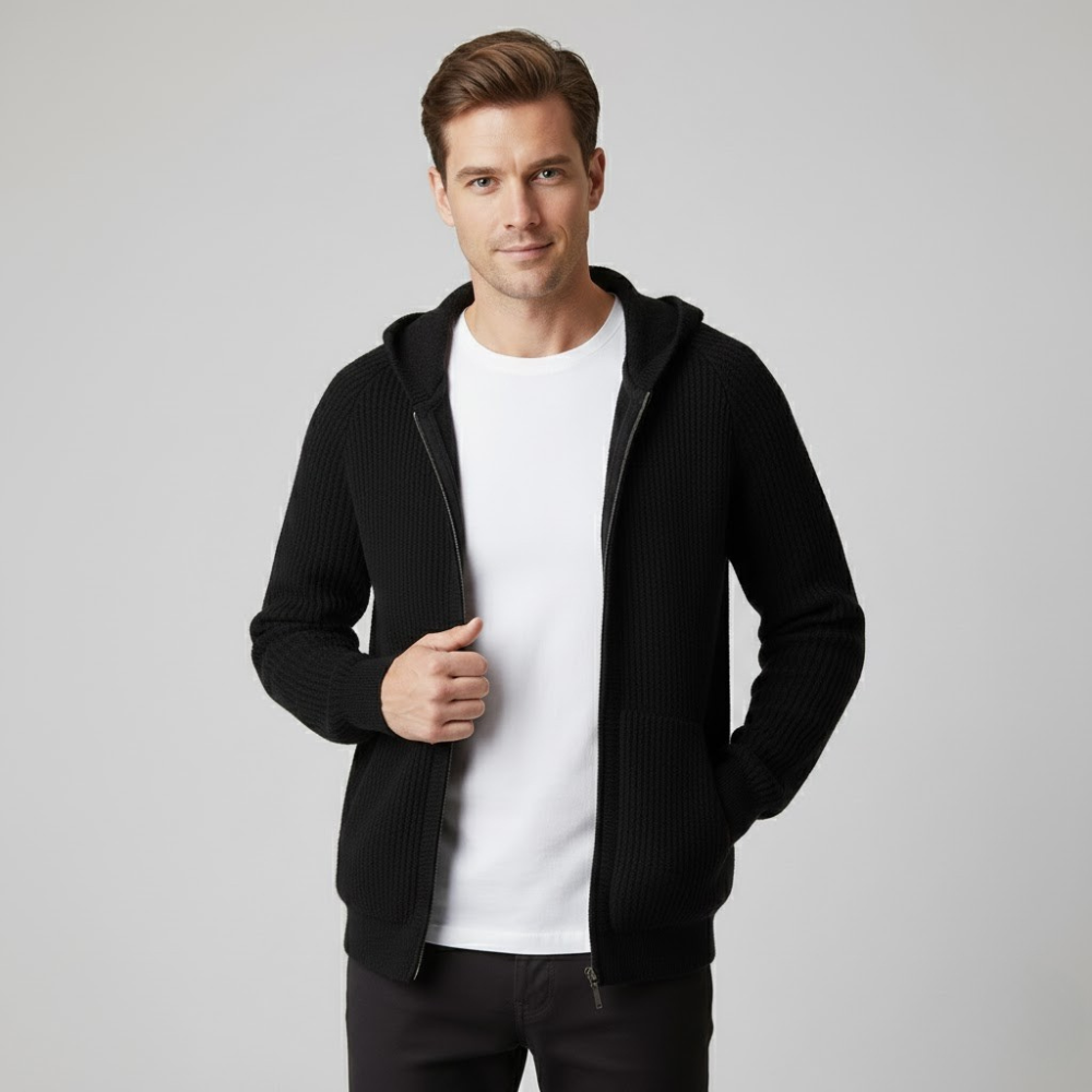 MAROWEN | Men’s Extra-fine and Soft Wool Zip Hoodie