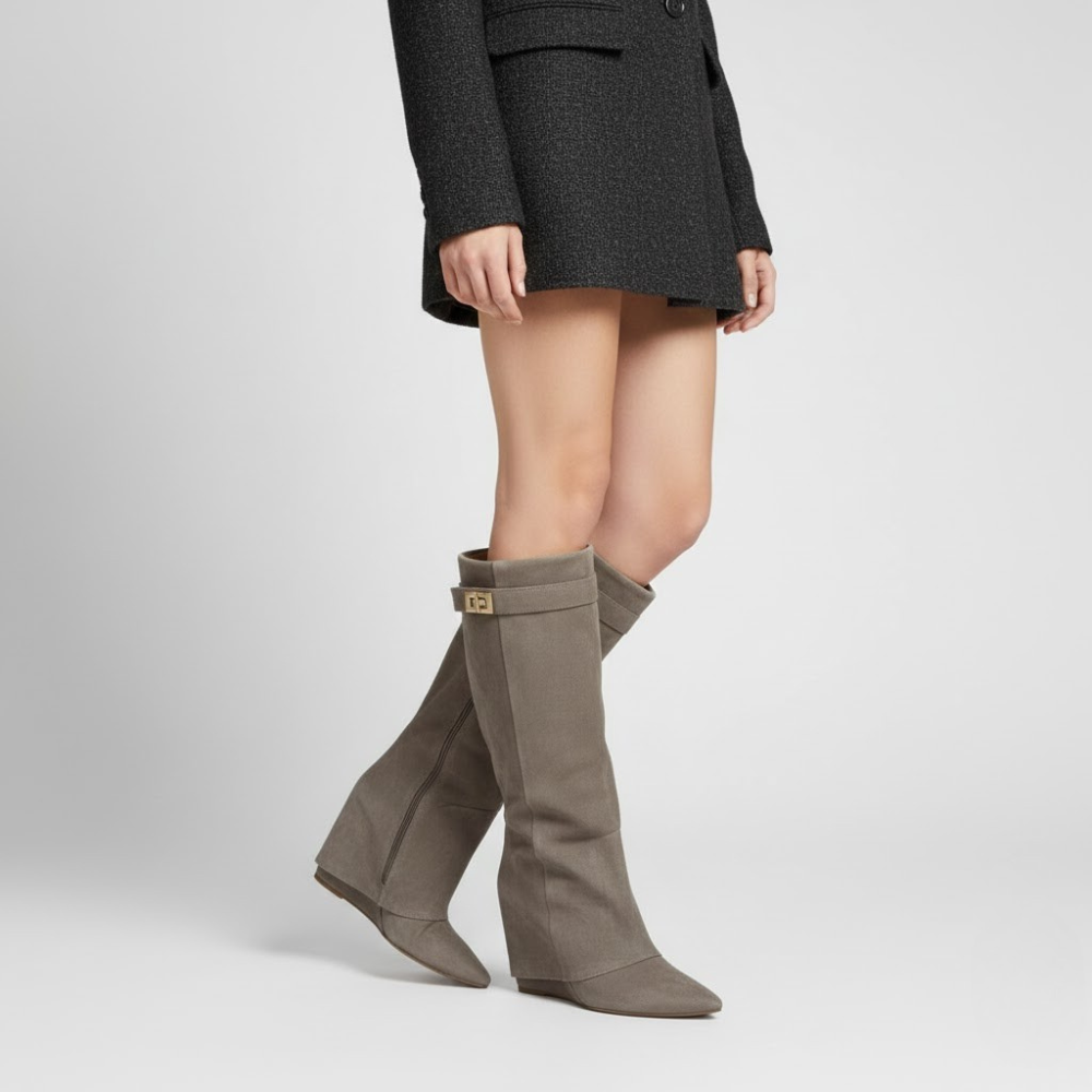 MAROWEN | Women’s Knee High Suede Boots with Block Heel