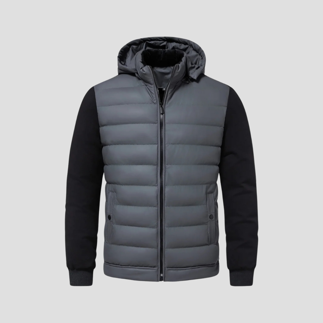 MAROWEN | Men’s Hooded Puffer Cardigan with Softshell Protection