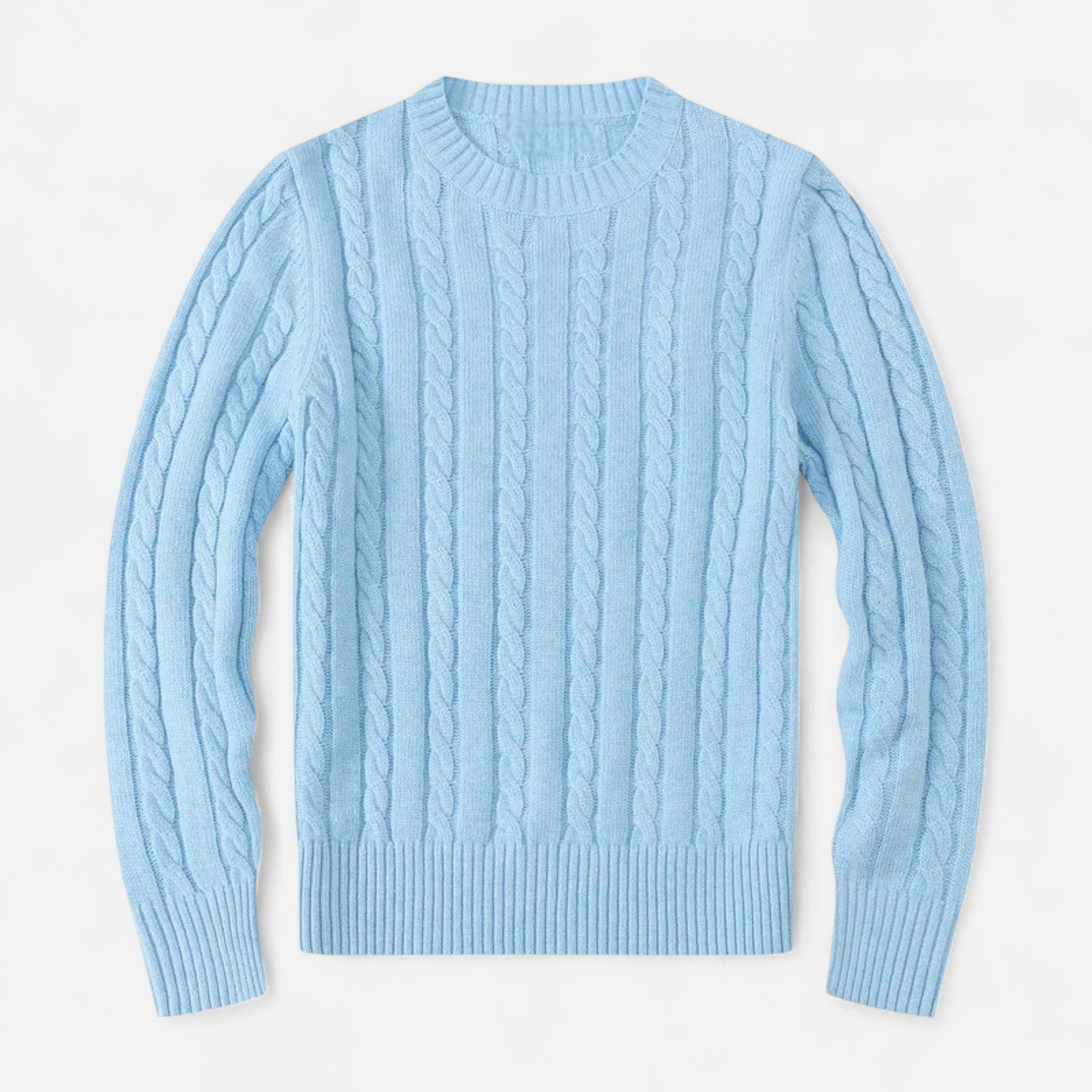 MAROWEN | Men’s Cotton Blend Cable Crew Neck Jumper