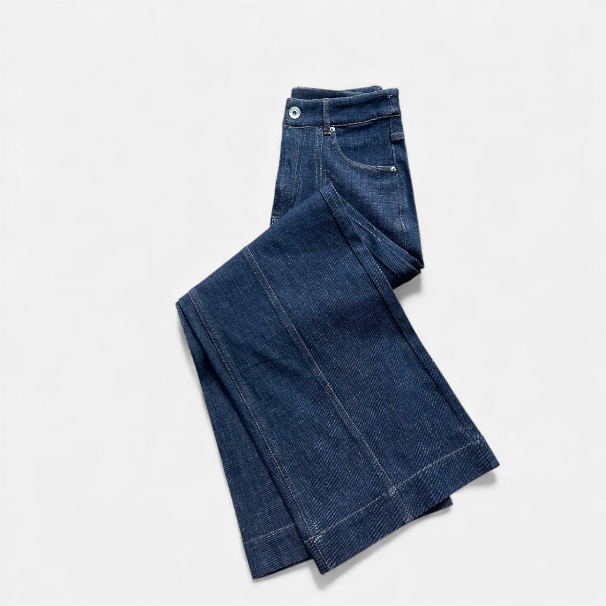 MAROWEN | Women’s High-Waist Wide Leg Cotton-Blend Jeans