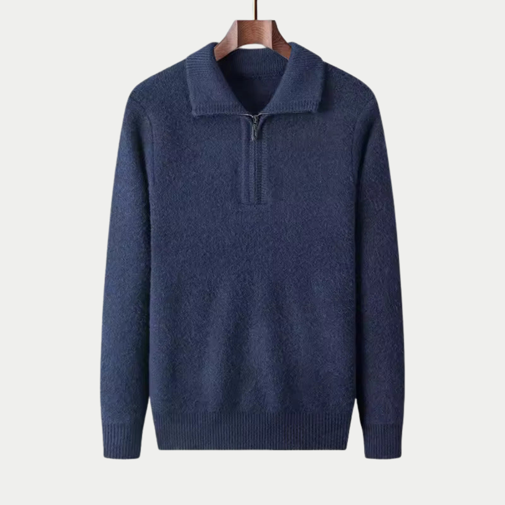 MAROWEN | Men's Extra-Fine Wool Zip-up Sweater