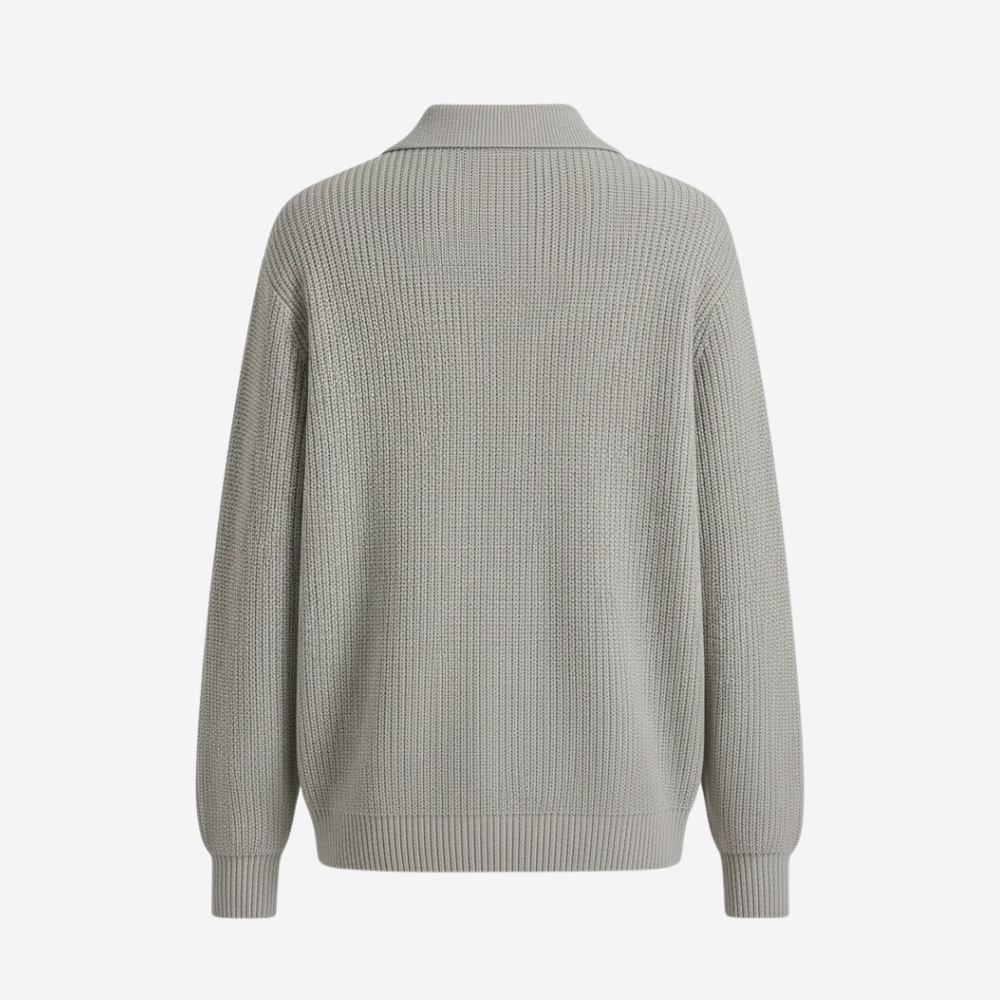 MAROWEN | Men’s Quarter-Zip Knitted Jumper with Classic Polo Collar