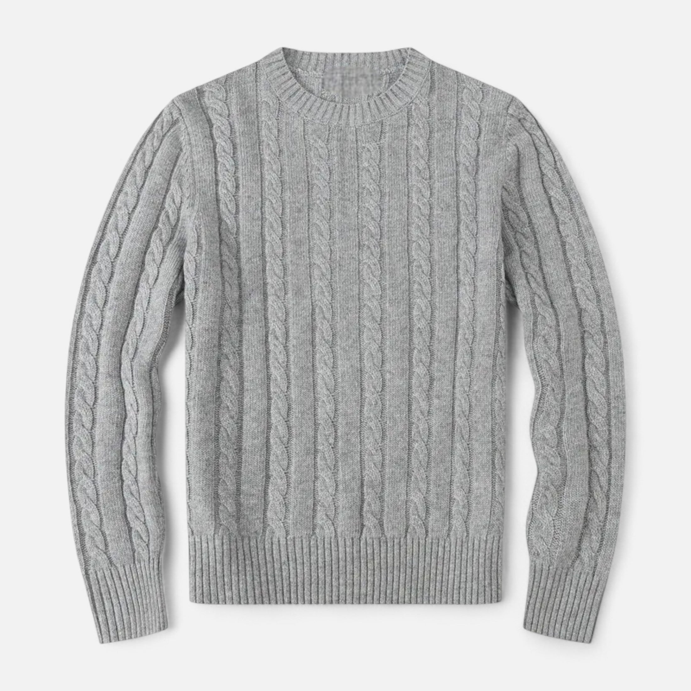 MAROWEN | Men’s Cotton Blend Cable Crew Neck Jumper
