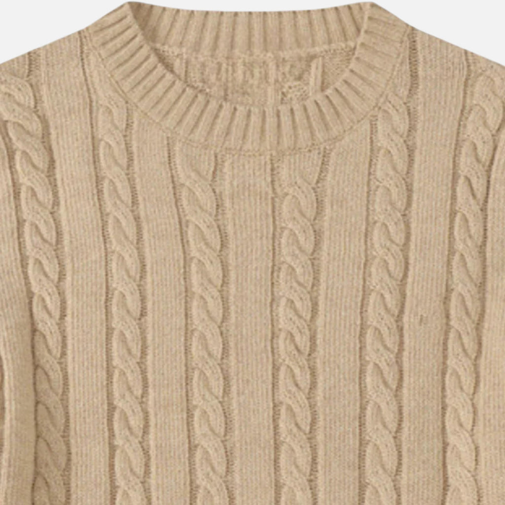 MAROWEN | Men’s Cotton Blend Cable Crew Neck Jumper