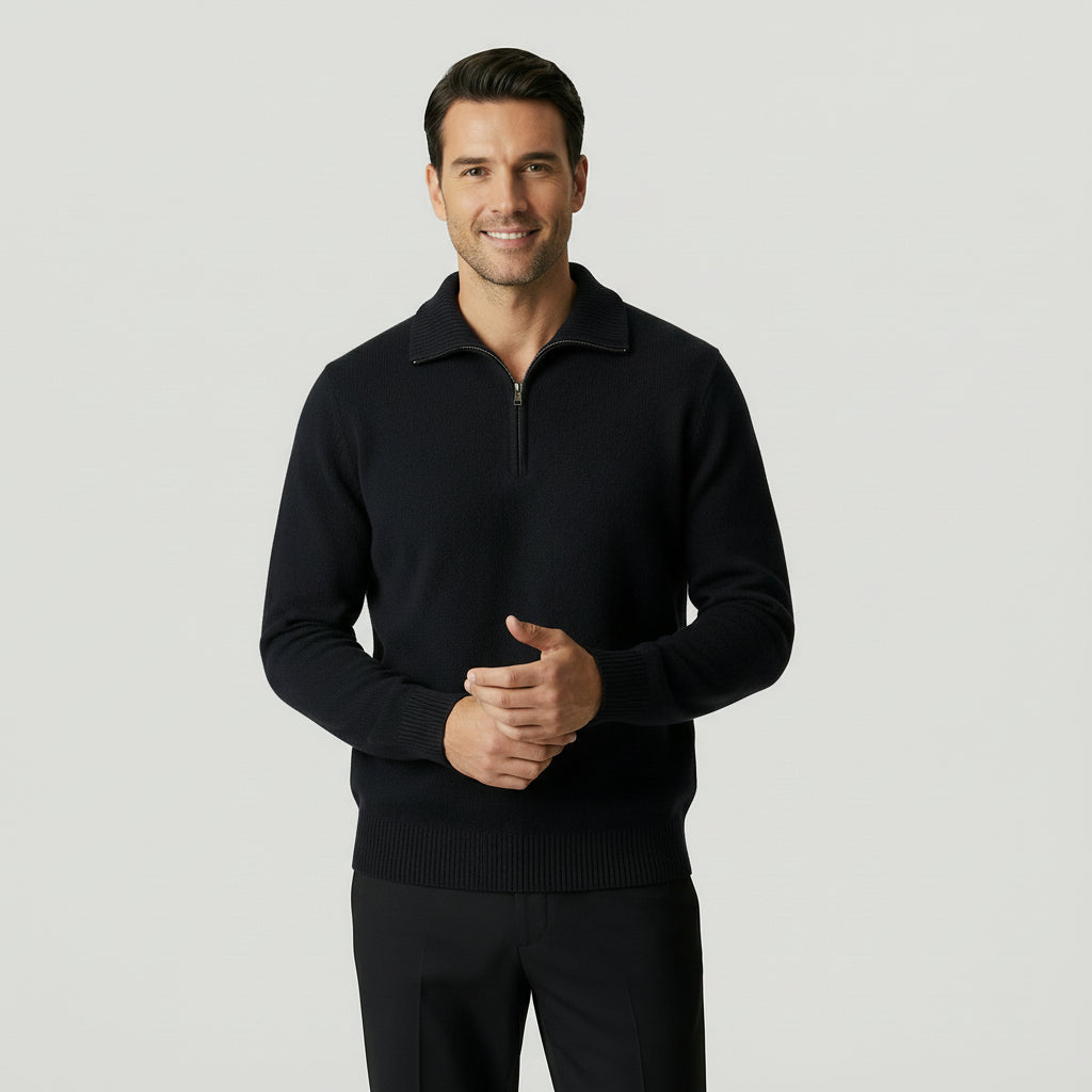 MAROWEN | Men's Extra-Fine Wool Zip-up Sweater