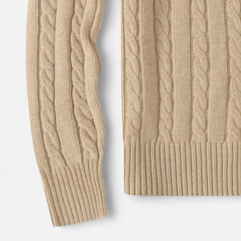 MAROWEN | Men’s Cotton Blend Cable Crew Neck Jumper