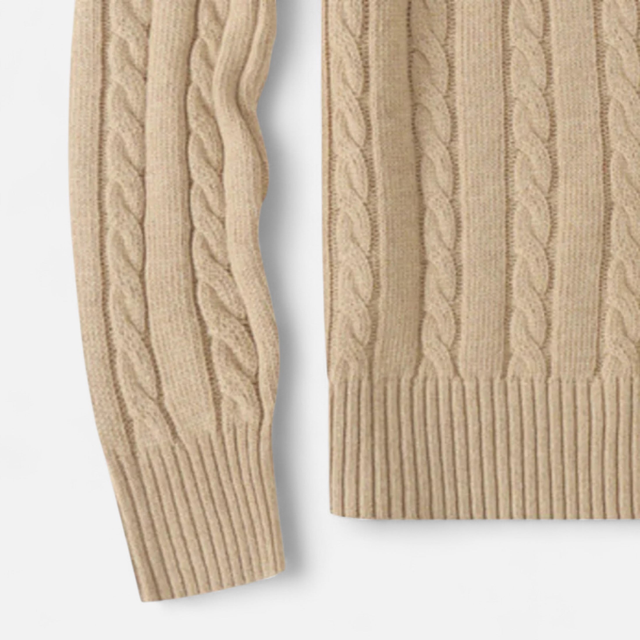 MAROWEN | Men’s Cotton Blend Cable Crew Neck Jumper