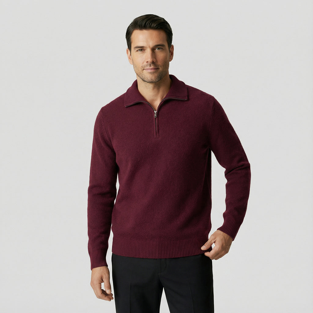 MAROWEN | Men's Extra-Fine Wool Zip-up Sweater