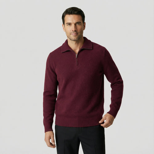 MAROWEN | Men's Extra-Fine Wool Zip-up Sweater