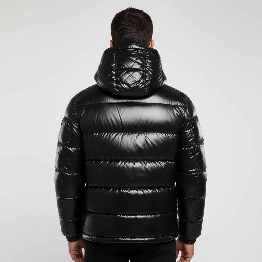 MAROWEN | Men’s Hooded Shiny Puffer Jacket for Maximum Warmth and Modern Style