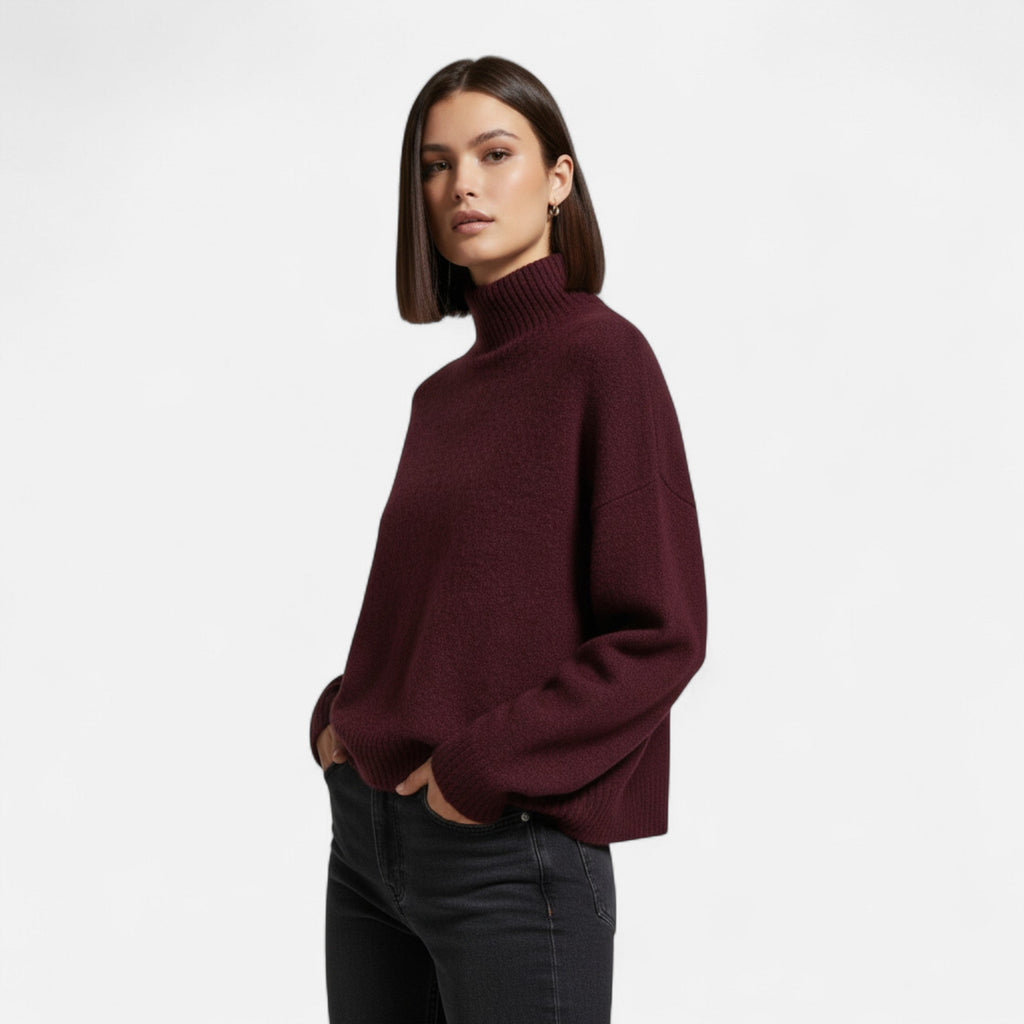 MAROWEN | Women’s Vintage Turtleneck Sweater with Soft Knit Winter Warmth