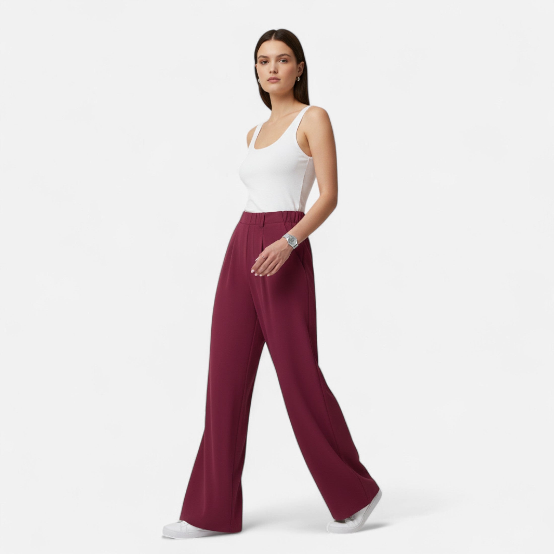 MAROWEN | Women’s Wide Leg Lounge Waffle Trousers