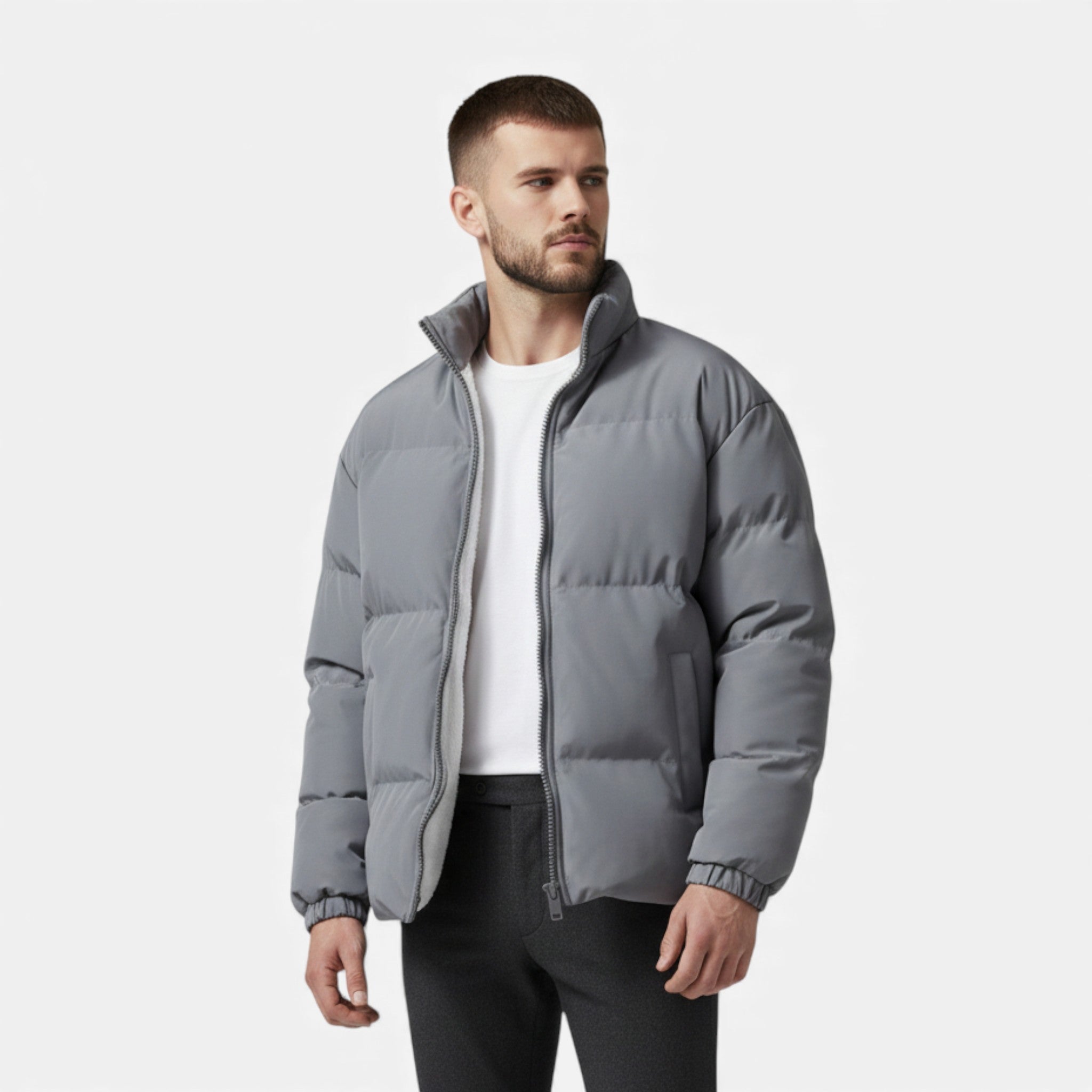 MAROWEN | Men’s Lambswool Oversized Plush Puffer Winter Jacket