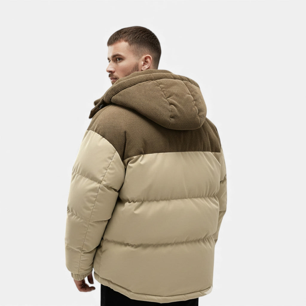 MAROWEN | Men’s Fleece-Lined Winter Puffer Jacket with Removable Hood