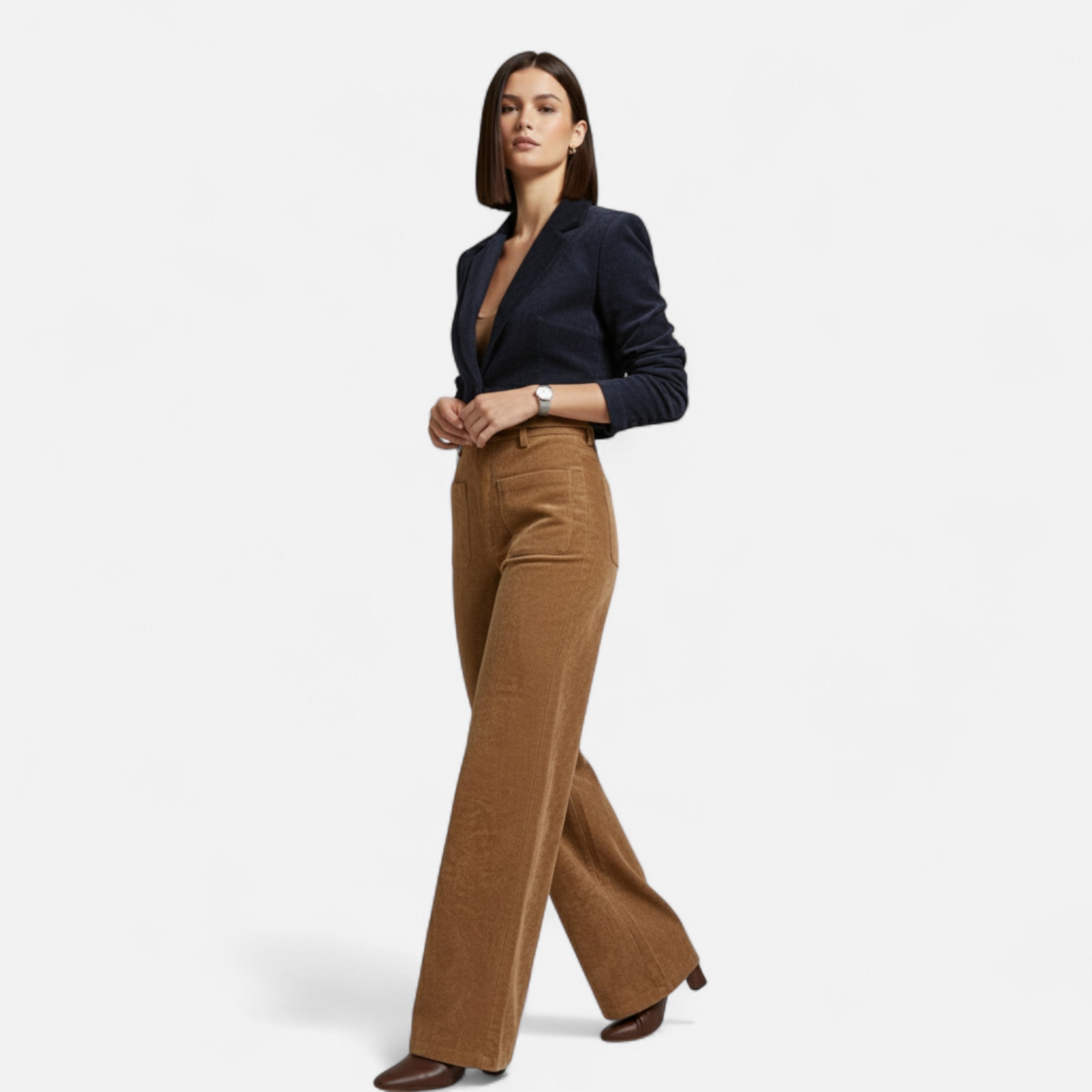 MAROWEN | Women’s High Waist Vintage-Inspired Wide Leg Trousers
