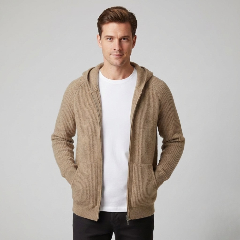 MAROWEN | Men’s Extra-fine and Soft Wool Zip Hoodie