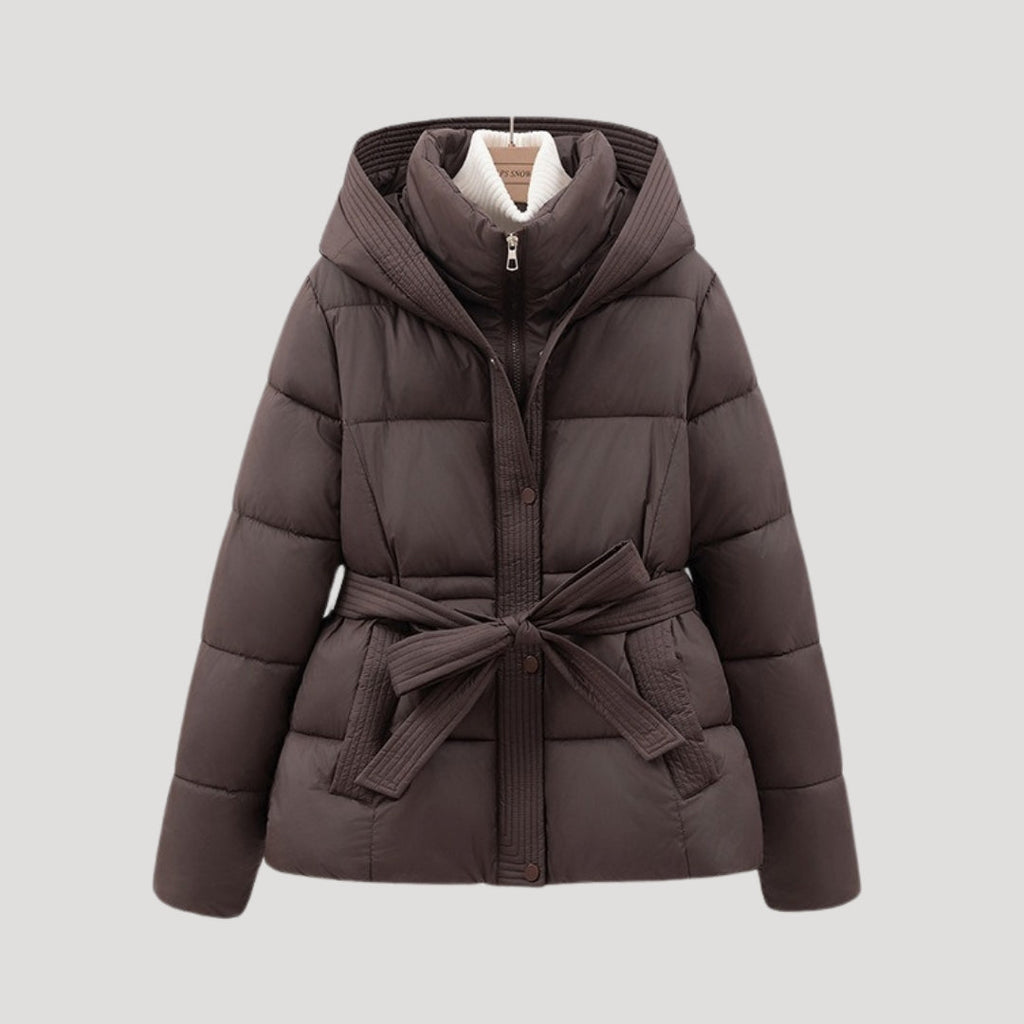 MAROWEN | Women’s Winter Puffer Parka with Detachable Hood & Adjustable Belt
