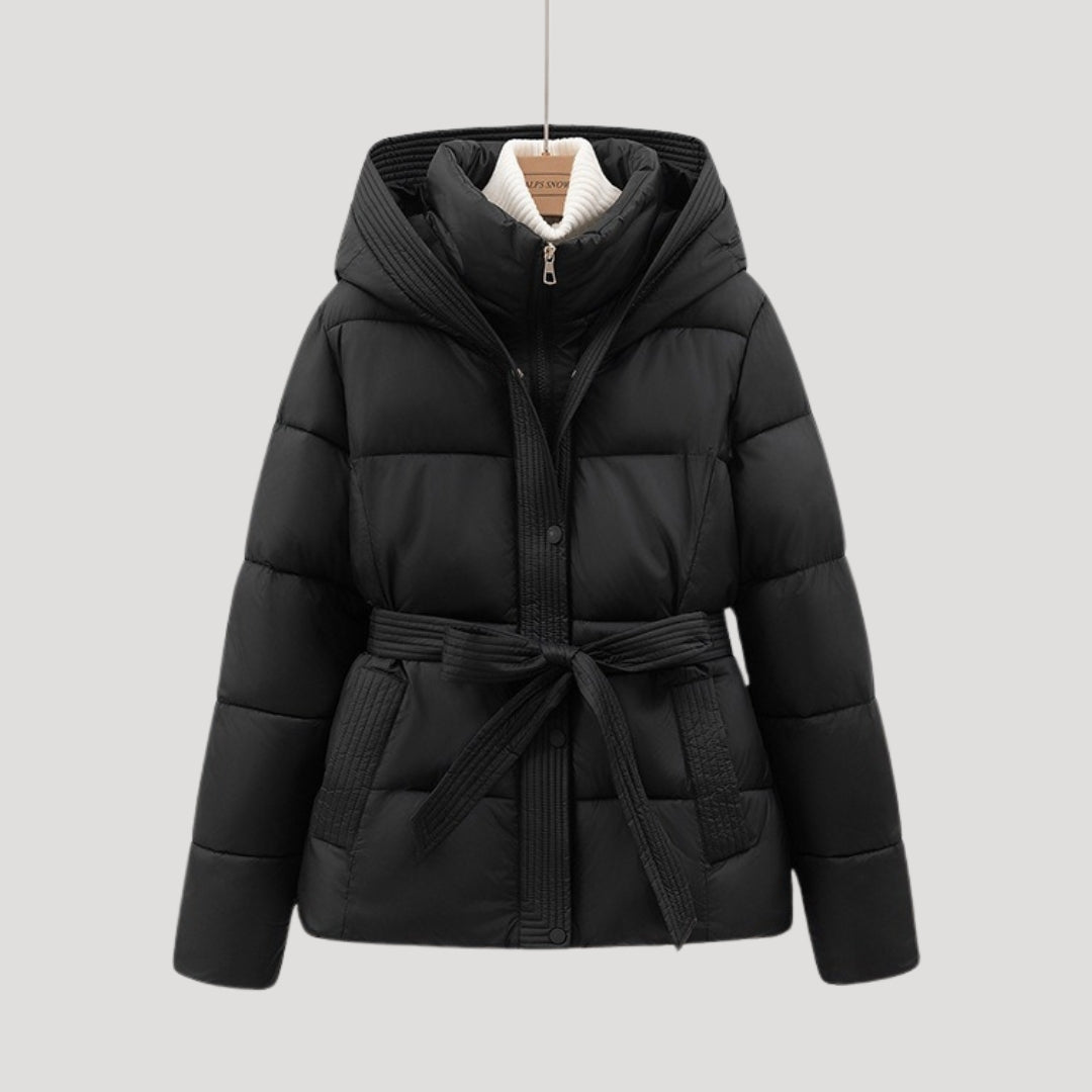 MAROWEN | Women’s Winter Puffer Parka with Detachable Hood & Adjustable Belt