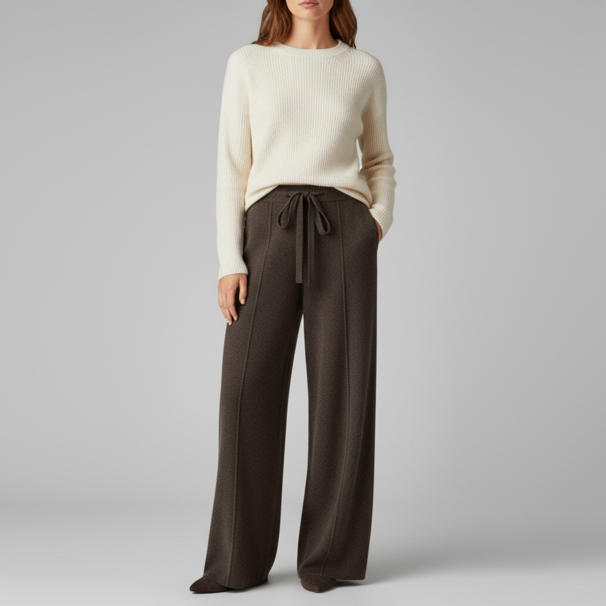 MAROWEN | Women’s Wide Leg Extra-fine Wool Trousers
