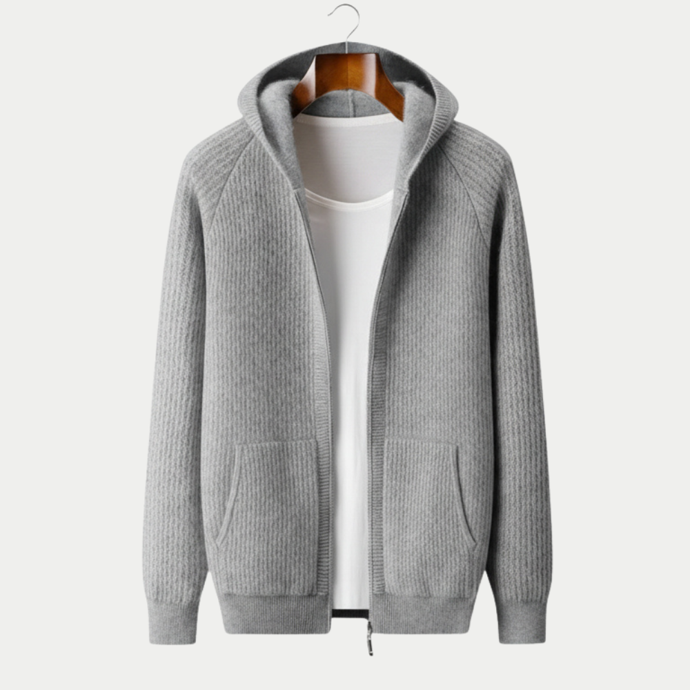 MAROWEN | Men’s Extra-fine and Soft Wool Zip Hoodie