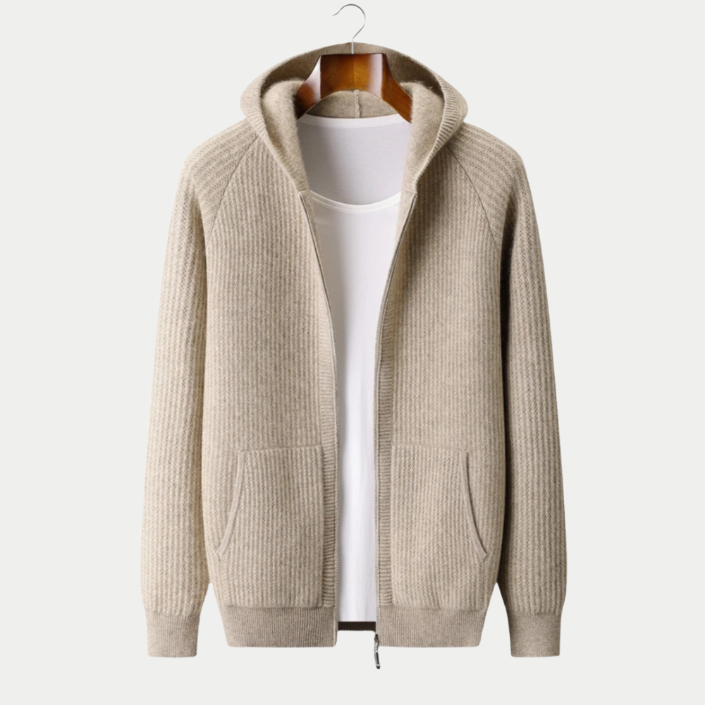 MAROWEN | Men’s Extra-fine and Soft Wool Zip Hoodie