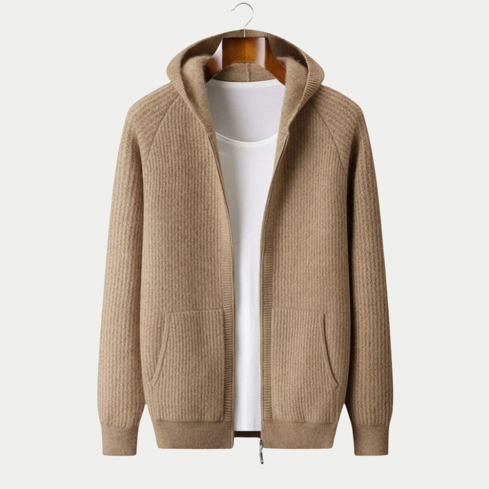 MAROWEN | Men’s Extra-fine and Soft Wool Zip Hoodie