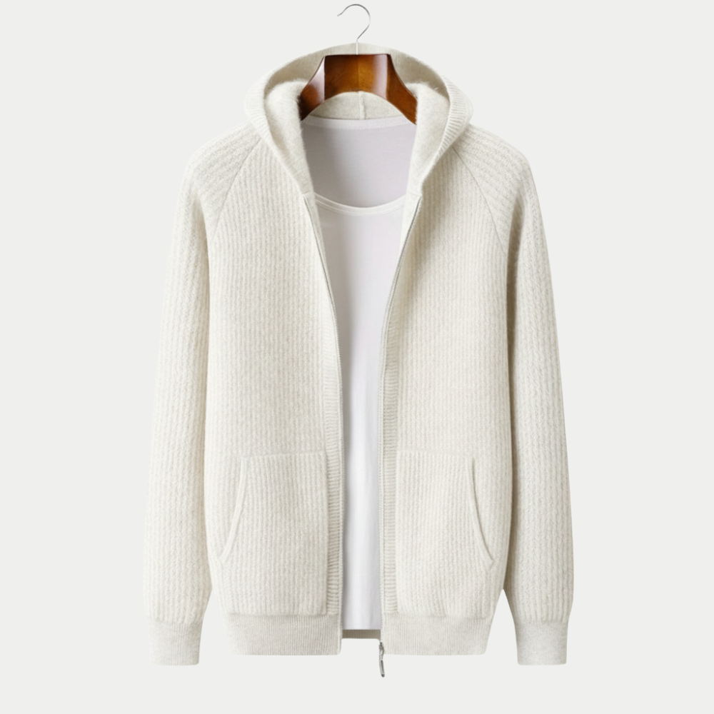MAROWEN | Men’s Extra-fine and Soft Wool Zip Hoodie